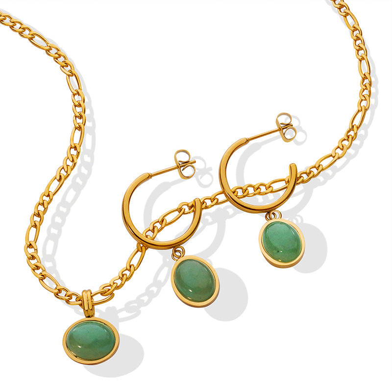 Natural Green Aventurine Pendant Earrings