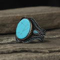 Men's Round Fashion Simple Turquoise Ring