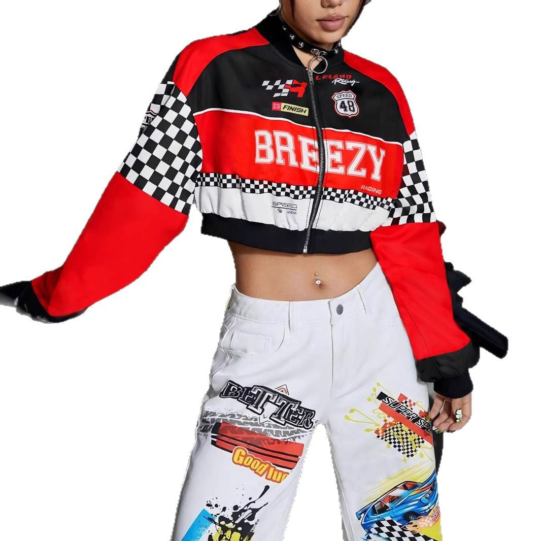 Women's Loose Fashion /Short Letters -Casual Zipper Jacket Coat