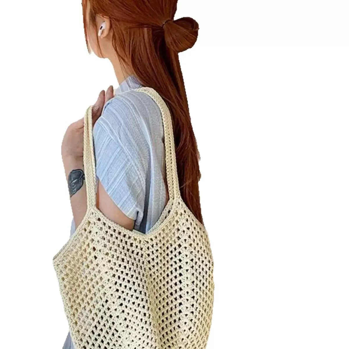 Hand-woven Tote Hollow Holiday Straw- Beach Casual Shoulder Bag