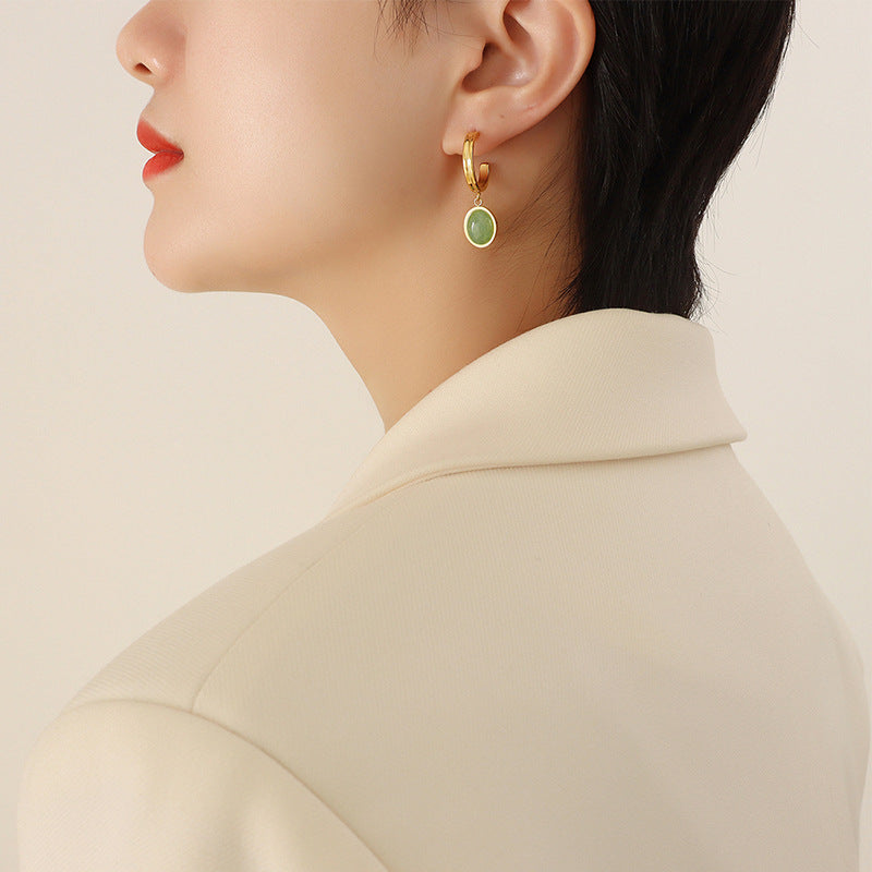 Natural Green Aventurine Pendant Earrings