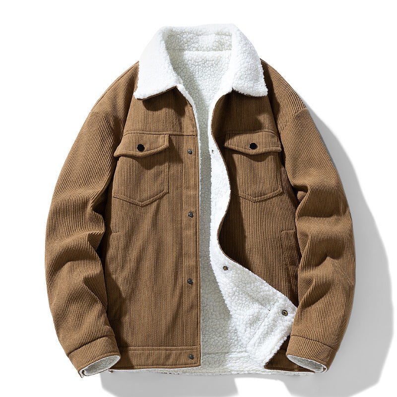 Fashion Fleece-lined Warm Lapel Cotton-padded Coat