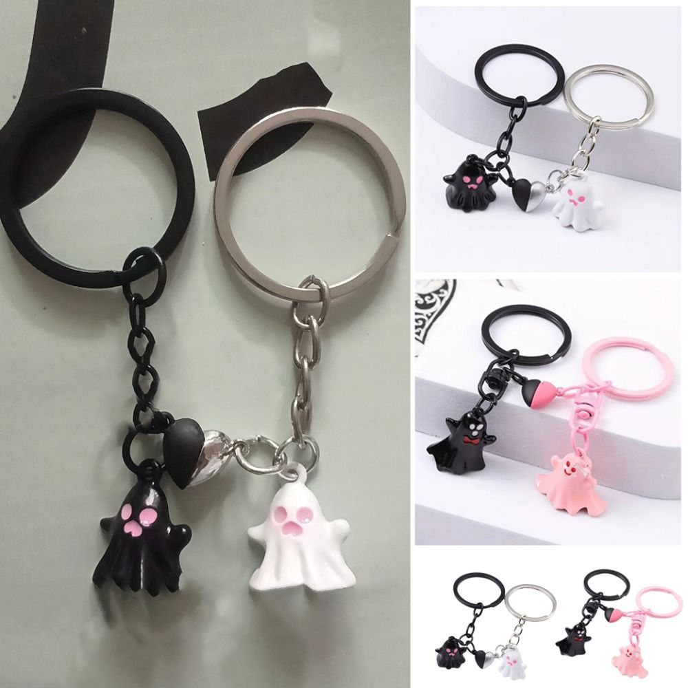 Unique Bag Hanging Halloween Ghost Keychain- Couple Magnetic Ghost Pendant
