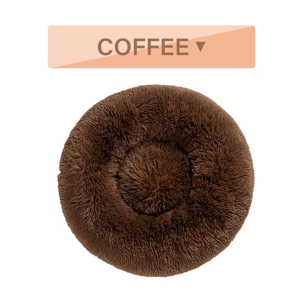 Fluffy Donut Dog -Cats Bed  -Warm ,Soft ,Long Plush ,Pet Cushion - Washable Pet Sofa