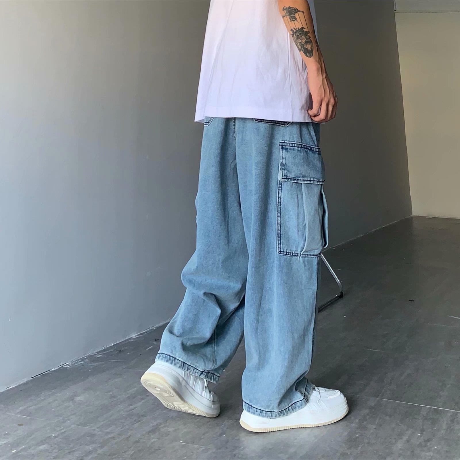 Retro Large Loose Pockets Cargo Jeans