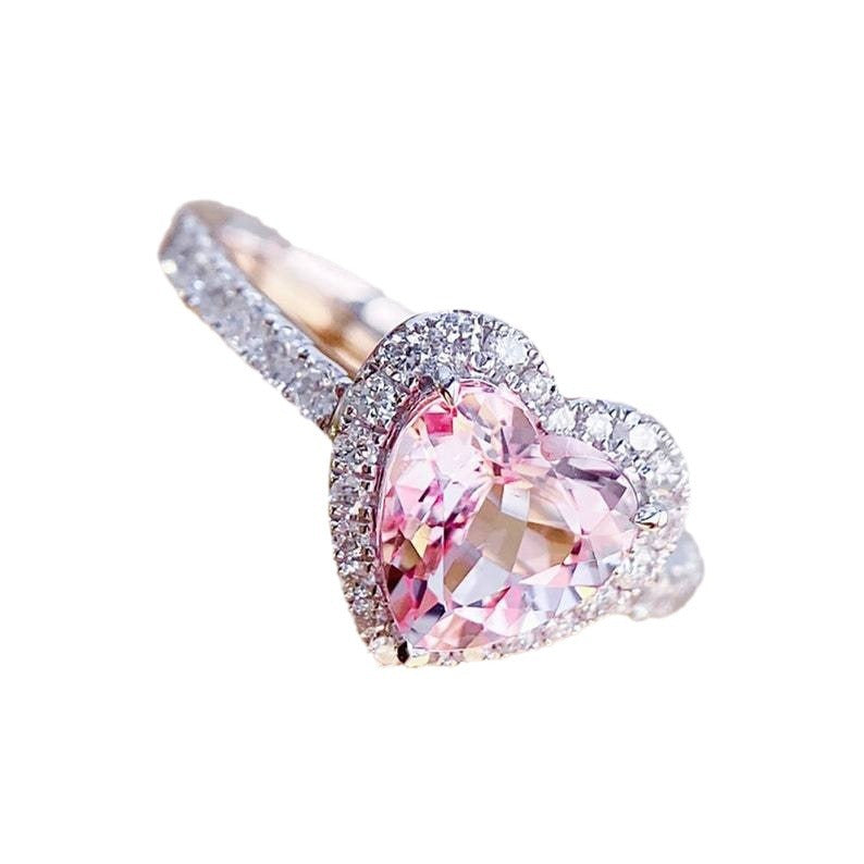 Pink Diamond / Loving Heart Zircon Ring