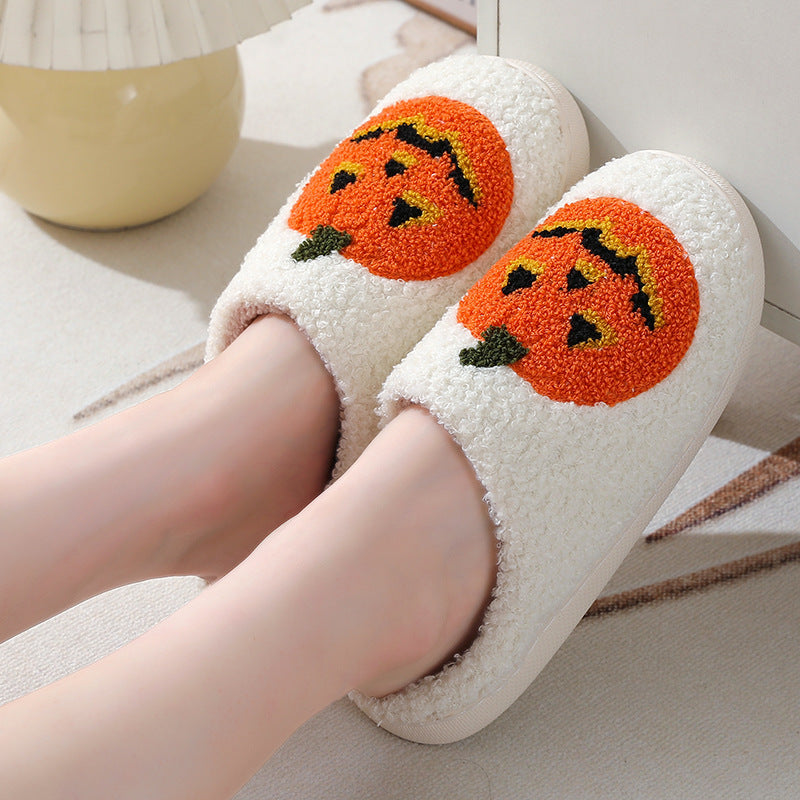 Halloween Pumpkin Cartoon Slippers -Warm Winter Slippers Men And Women \Couples Indoor House Shoes