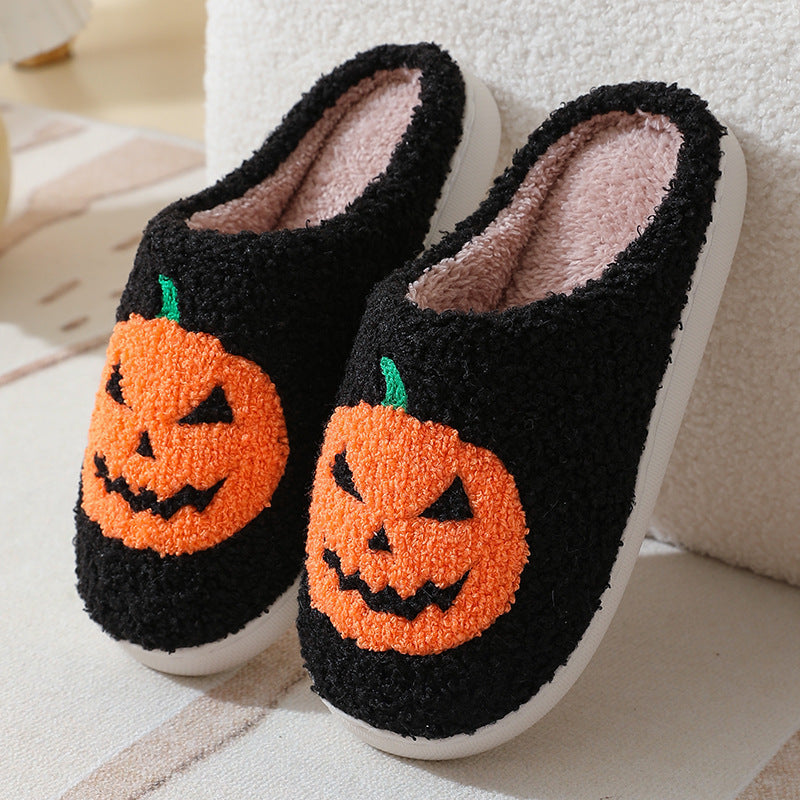 Halloween Pumpkin Cartoon Slippers -Warm Winter Slippers Men And Women \Couples Indoor House Shoes