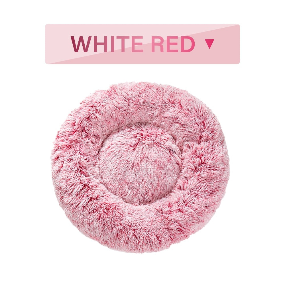 Fluffy Donut Dog -Cats Bed  -Warm ,Soft ,Long Plush ,Pet Cushion - Washable Pet Sofa