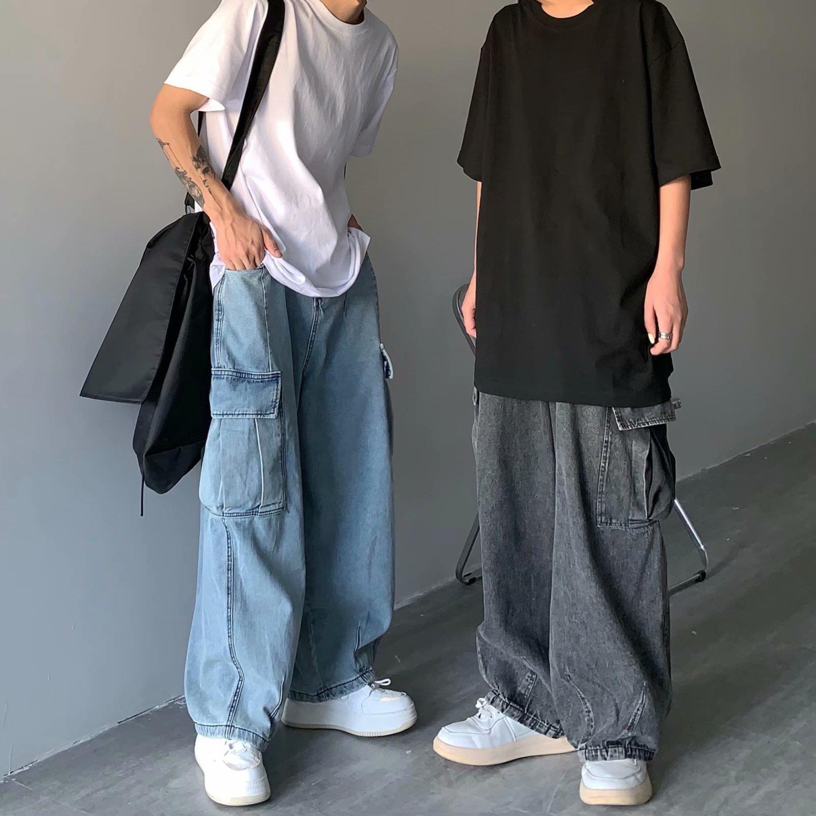 Retro Large Loose Pockets Cargo Jeans