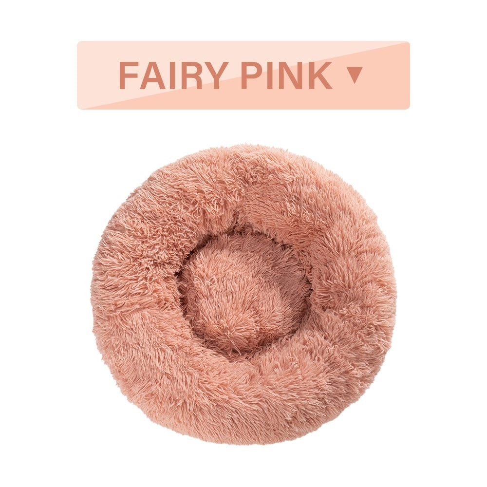 Fluffy Donut Dog -Cats Bed  -Warm ,Soft ,Long Plush ,Pet Cushion - Washable Pet Sofa