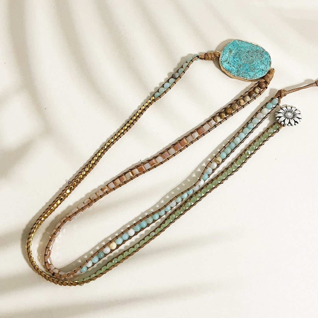 Retro Natural Ocean Stone Multi-layer Winding Bracelet
