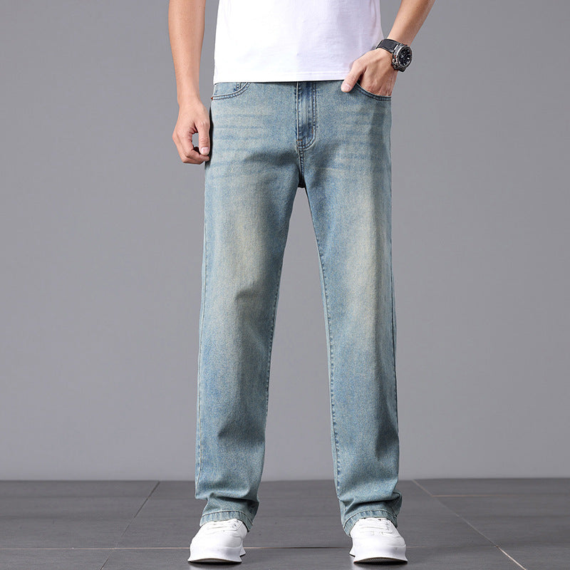 Men's High waist jeans -straight leg pants