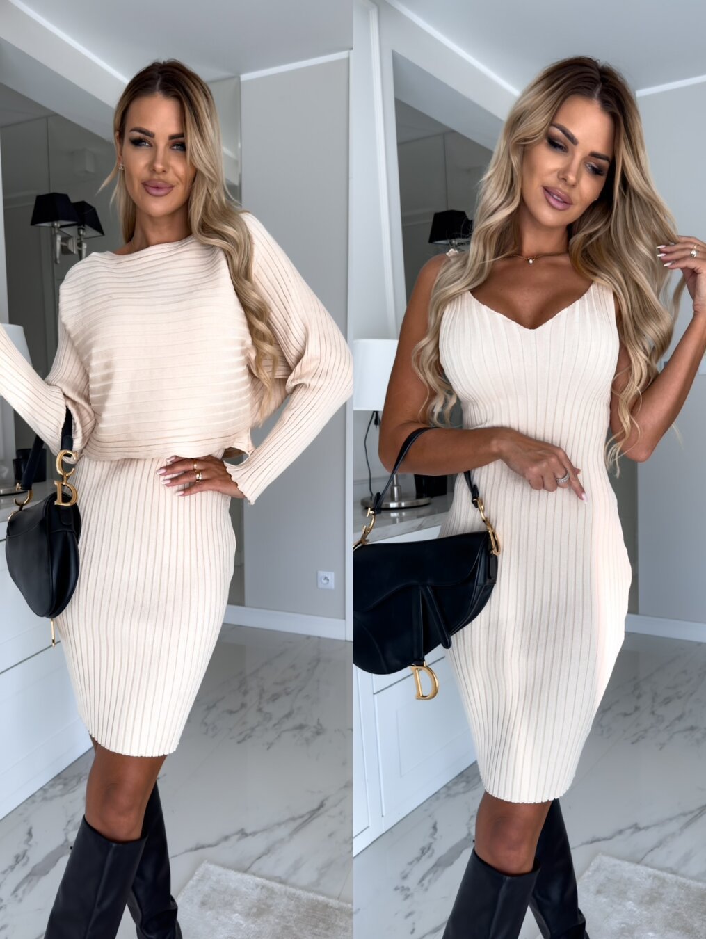 Comfy 2pcs Suit Women's Solid Stripe Long-sleeved