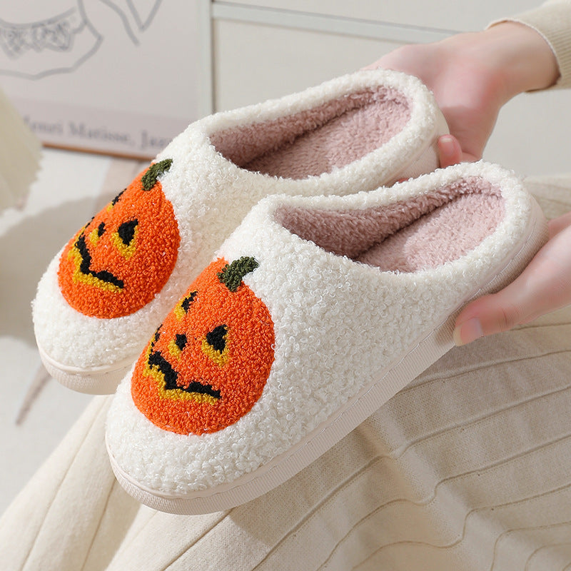Halloween Pumpkin Cartoon Slippers -Warm Winter Slippers Men And Women \Couples Indoor House Shoes