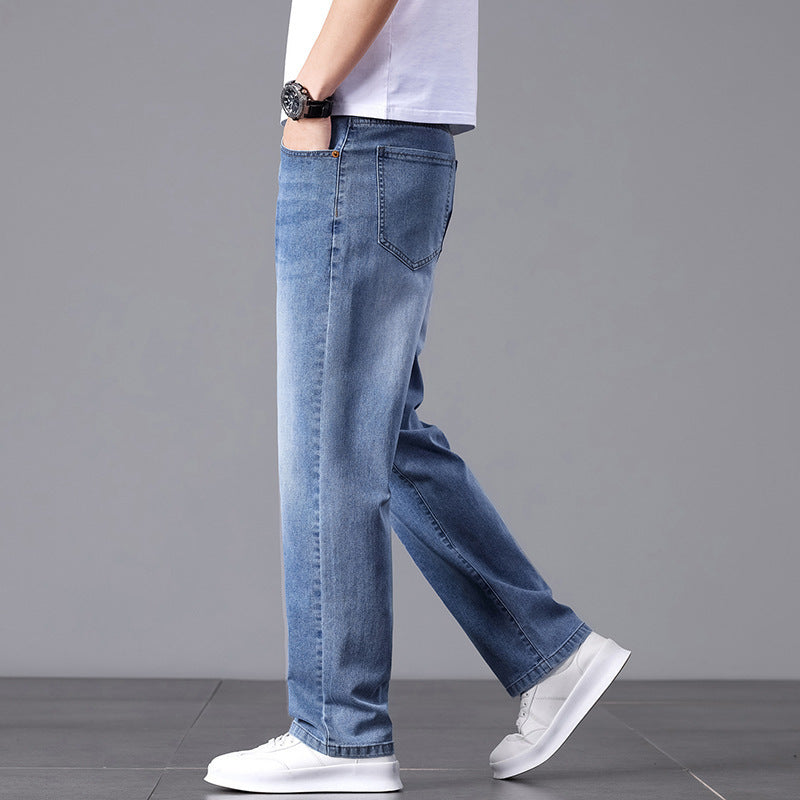Men's High waist jeans -straight leg pants