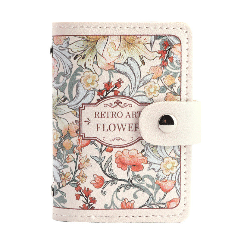 Women's Flower Oil Painting -Retro Style Large Capacity Card Holder