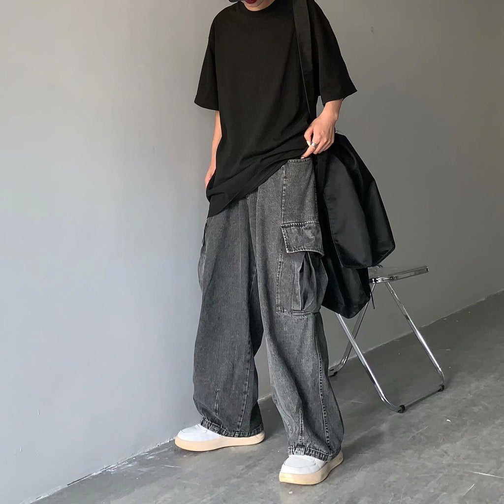 Retro Large Loose Pockets Cargo Jeans